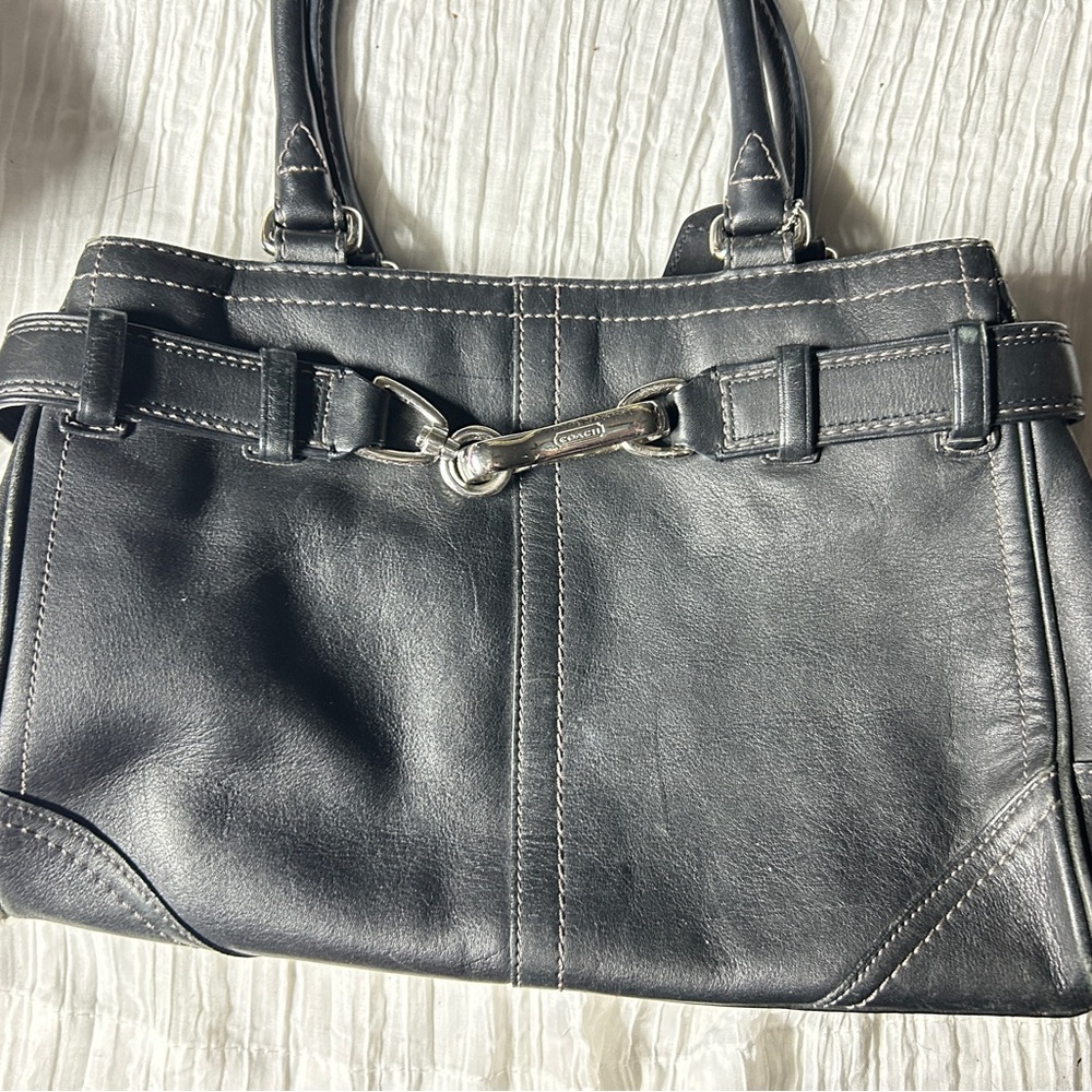 Black Leather Tote with Silver Horsebit Hardware